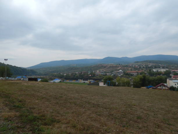 istock Mountain panorama, landscape and buildings 1044672142