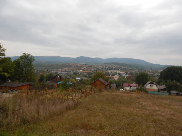 istock Mountain panorama, landscape and buildings 1044672172