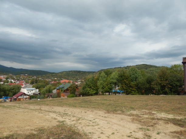 istock Mountain panorama, landscape and buildings 1044672256