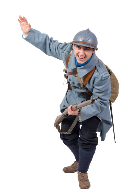 istock French soldier 1914 1918 attack, November 11th on white background 1044675168