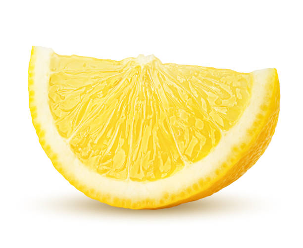 lemon slice, clipping path, isolated on white background full depth of field - lobe imagens e fotografias de stock