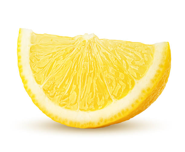 ломтик �лимона, отсечение пути, изолированные на белом фоне полной глубины резкости - lobe стоковые фото и изображения