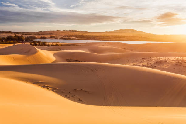 desert and blue sky near by sea in Vietnam