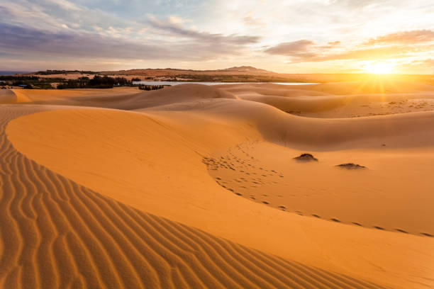 desert and blue sky near by sea in Vietnam