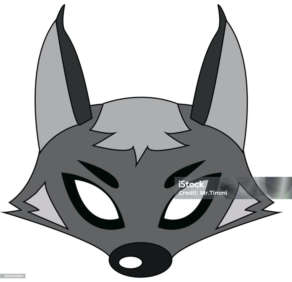 Cartoon Wolf Mask For Children Masquerade Vector Mask Pattern Stock