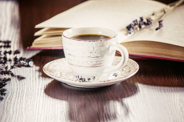 istock Coffee morning in the workplace. with a book or laptop. selective focus. 1044696630