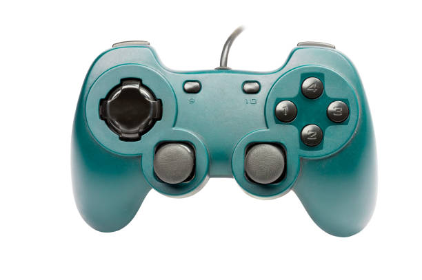 istock green Joystick isolated on white background with clipping path. 1044707598