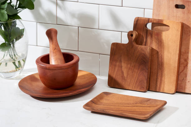 istock Still life with kitchen wooden utensils on white background 1044707668