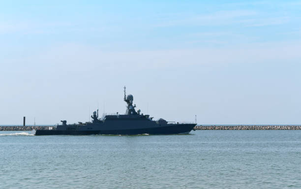 istock naval warship is coming, warship 1044710952
