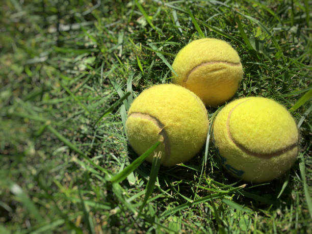 istock Tennis balls on grass 1044711392