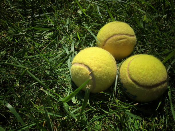 istock Tennis balls on grass 1044711448