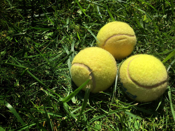 istock Tennis balls on grass 1044711544