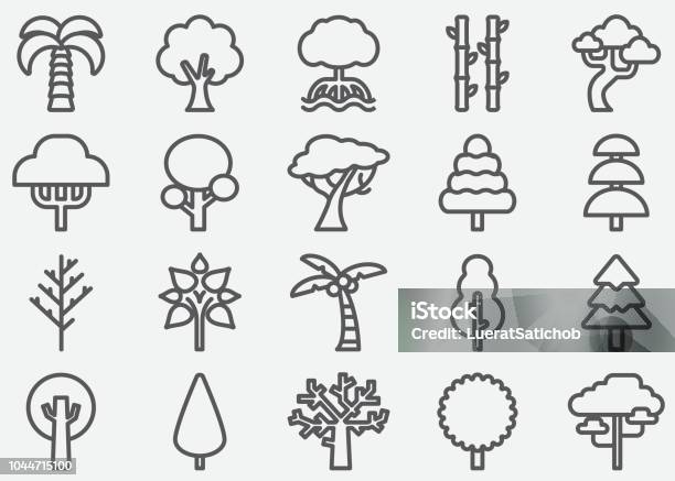 Tree Shape Line Icons Stock Illustration - Download Image Now - Icon Symbol, Tree, Palm Tree