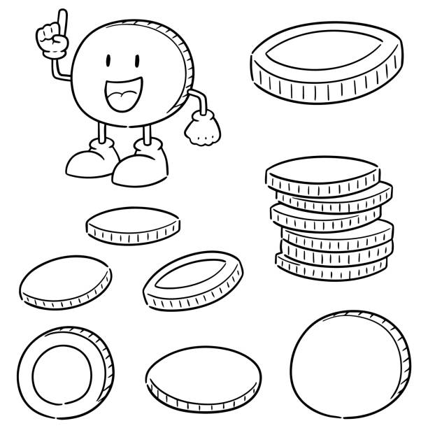 money cartoon vector set of money cartoon change drawings stock illustrations