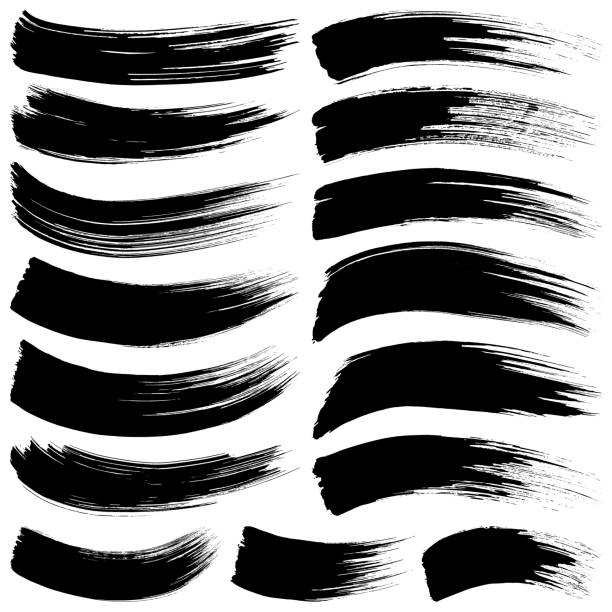 ilustrações, clipart, desenhos animados e ícones de vetor pinceladas - paint stroke single line striped