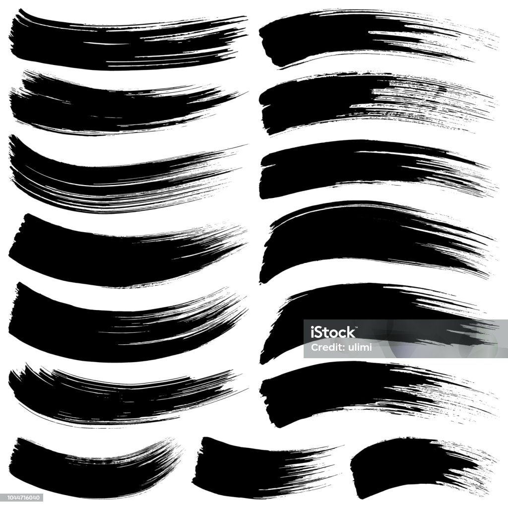 Vector brush strokes Set of vector brush strokes. Isolated brush smears black on white. Hand drawn paint grunge design elements. Brush Stroke stock vector