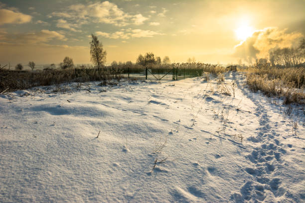 A cold morning with the first snow layer of the season
