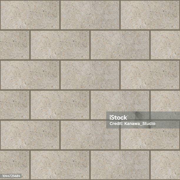 Seamless Aggregate Concrete Pavers Tile Texture In Cream Stock Photo - Download Image Now