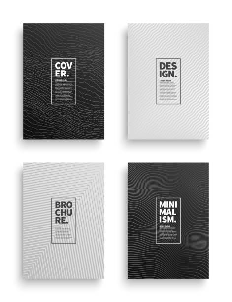 Vector Different Brochures Design Templates Set of Vector Different Style Black and White Brochure Cover Flyer Book Booklet Banner Broadsheet Magazine Poster Placard Presentation Design Templates Mockup. Collection of Abstract Technology Backgrounds black and white drawings stock illustrations
