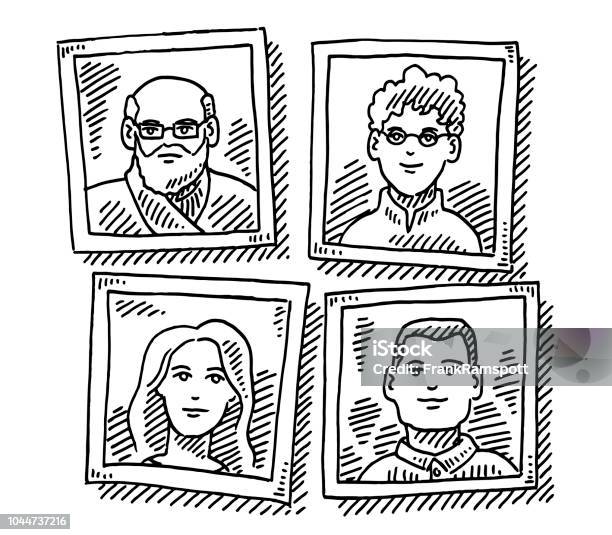 Two Generation Family Pictures Drawing Stock Illustration - Download Image Now - Family, Drawing - Art Product, Doodle