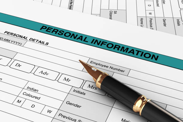 istock Golden Fountain Writing Pen on a Personal Information Forms. 3d Rendering 1044742254