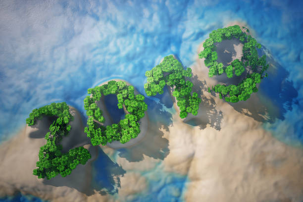istock Tropical Island in Ocean with Trees as 2019 year sign 1044742806
