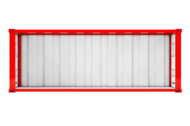 Empty Red Shipping Container with Removed Side Wall. 3d Rendering stock photo