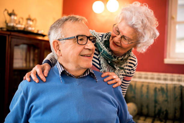 istock Senior couple in love at home 1044743384