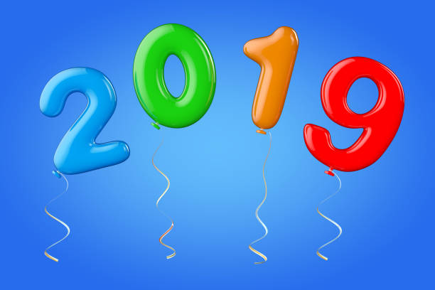 istock Multicolour Balloons as 2019 New Year Sign. 3d Rendering 1044743498
