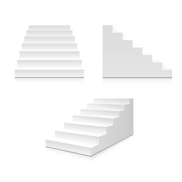 ilustrações de stock, clip art, desenhos animados e ícones de realistic stairs. illustration isolated on background - ladder company 1