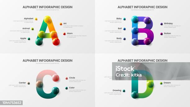 Amazing Vector Alphabet Infographic 3d Realistic Colorful Balls Presentation Bundle Stock Illustration - Download Image Now