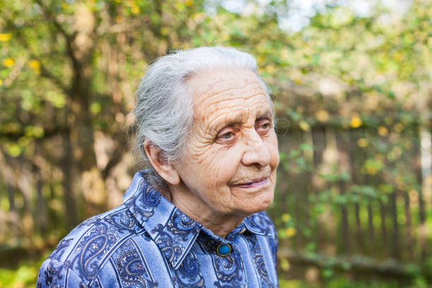 istock Old wrinkled lady portrait 1044756850