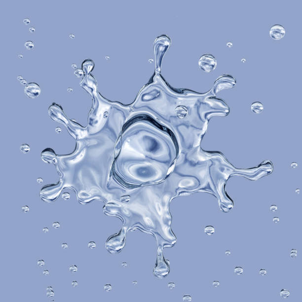 istock Alcohol, water, juice liquid splash with droplets, decorative. 3D illustration 1044758558