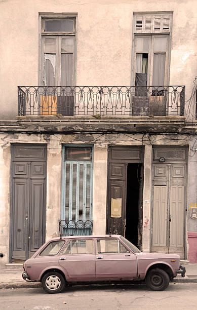 istock The old car and Montevideo 104476235