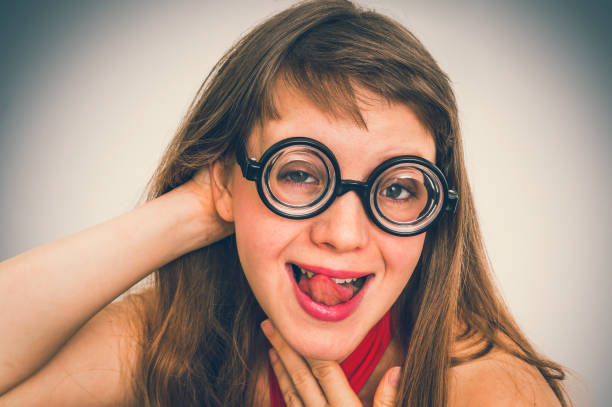 istock Funny nerd or geek woman with sexual expression on face 1044765192