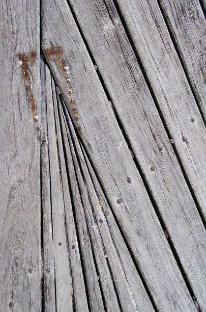 Geometric pattern on wooden deck.
