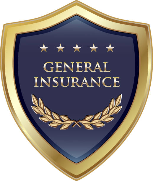 illustrazioni stock, clip art, cartoni animati e icone di tendenza di general insurance policy gold luxury shield label - first class star shape rank gold