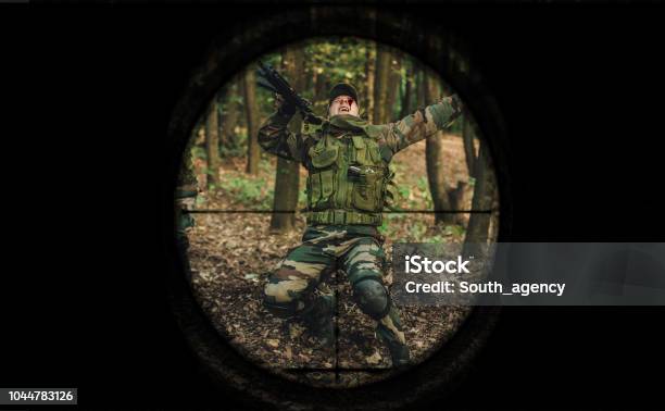 Wounded Soldier Stock Photo - Download Image Now - Crosshair, Special Forces, Adult
