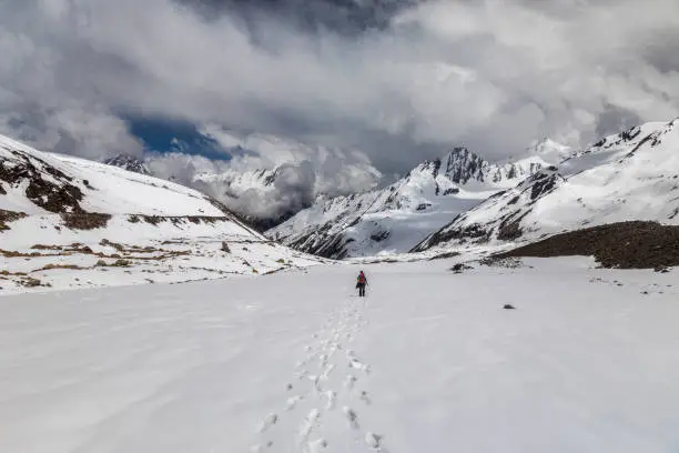 Climbing 18000 feet in the tough terrain of Himalayas.