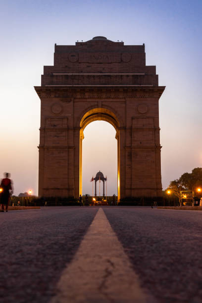 nascer do sol na índia portão delhi - rajpath - fotografias e filmes do acervo