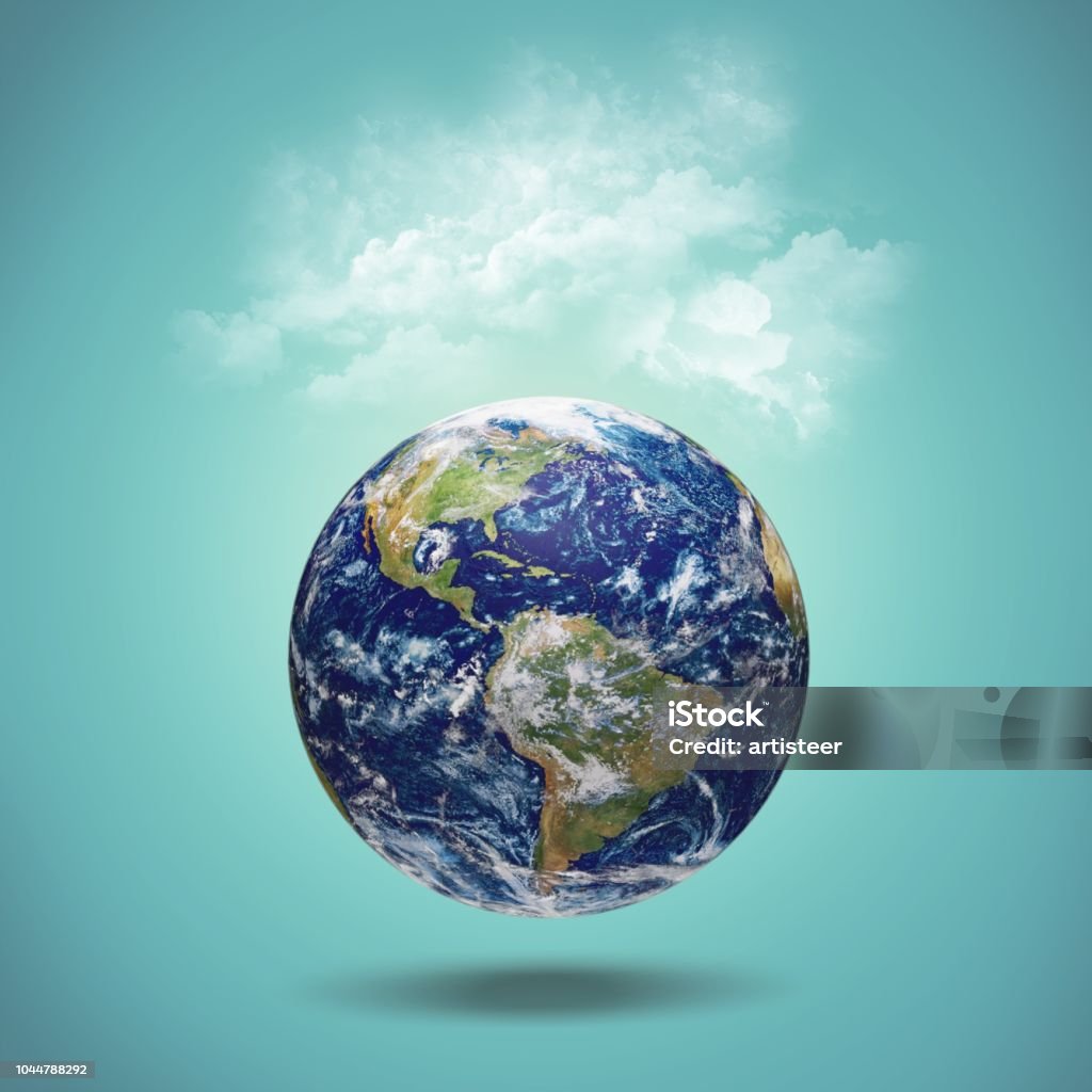 Earth. Earth Model: Americas View - Isolated Globe - Navigational Equipment Stock Photo