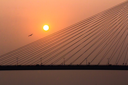 Vidyasagar setu, the bridge at the golden sunset of Kolkata