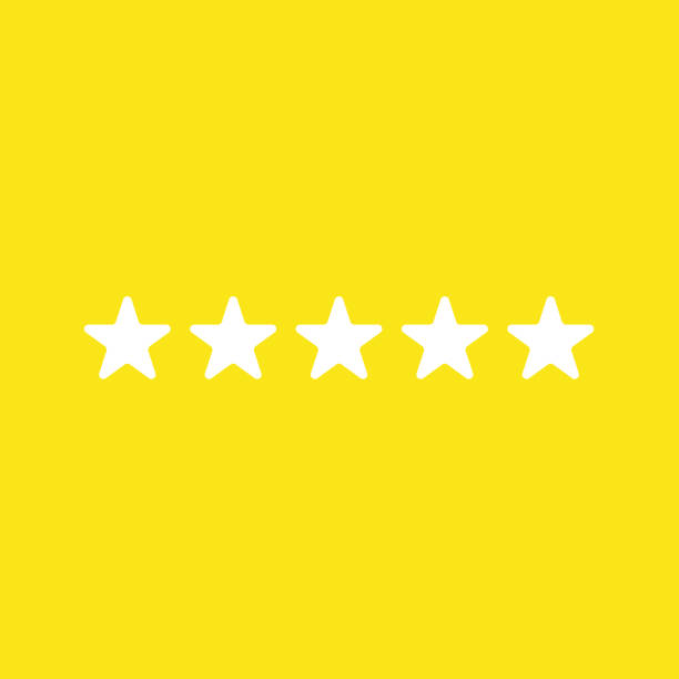 ilustrações de stock, clip art, desenhos animados e ícones de vector icon concept of five stars on yellow background - first class star shape rank gold