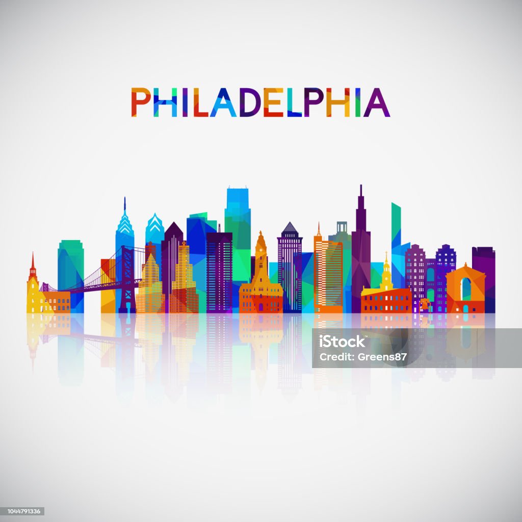 Philadelphia skyline silhouette in colorful geometric style. Symbol for your design. Vector illustration. Philadelphia - Pennsylvania stock vector