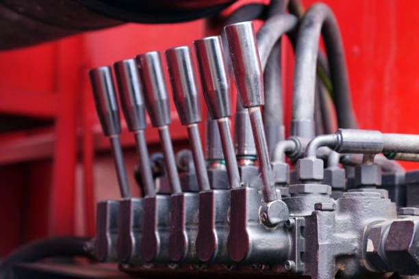istock Levers on the control panel of the lifting mechanism. 1044791498