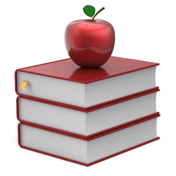 istock Books and apple red blank bookmark textbook studying icon 1044792198