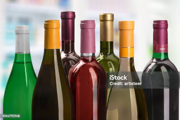 Wine Stock Photo - Download Image Now - Wine Bottle, Large Group Of Objects, Bottle