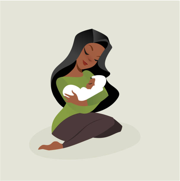 mother and baby vector art illustration