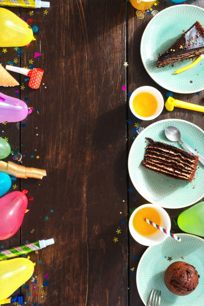 istock Top view children birthday table concept 1044804704