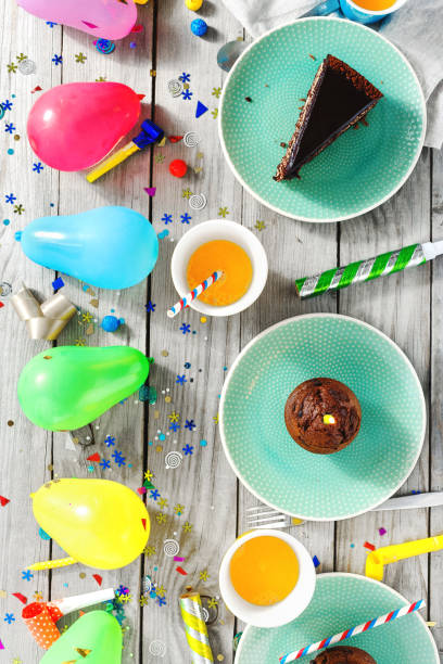 istock Top view children birthday table concept 1044804814